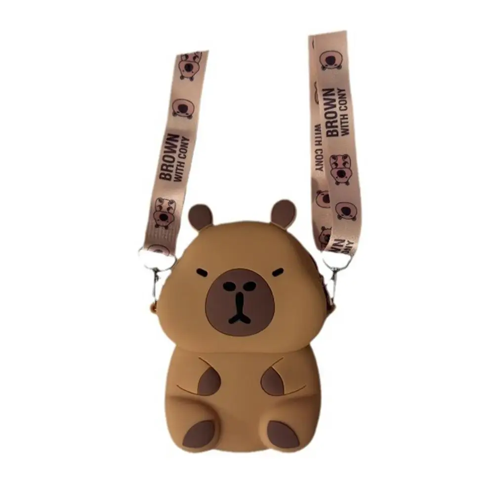 Capybara Kids Crossbody Bag with Adjustable Shoulder Strap Cartoon Children Shoulder Bag Small Storage Silicone Purse