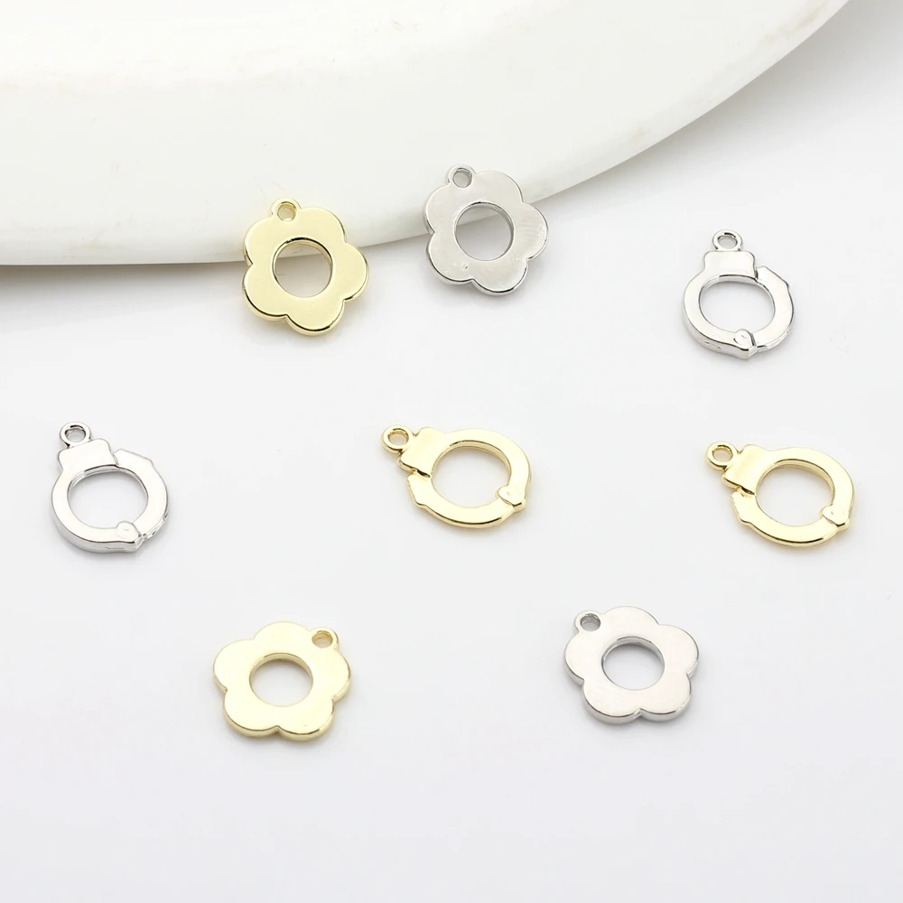 Liga de zinco mini redondo flores oco fim encantos 10 pçs para diy moda pulseira brincos jóias que fazem acessórios
