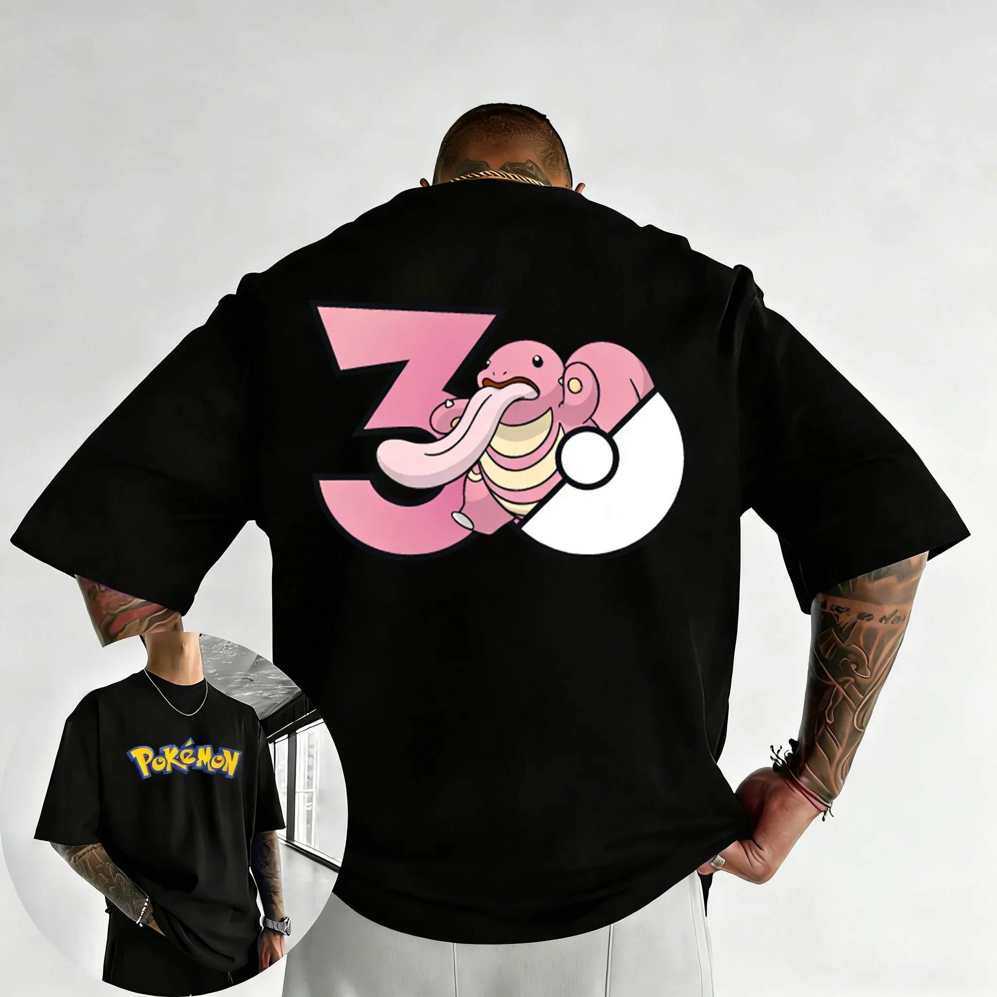 2026 Pokémon 30th Anniversary Lickitung Bedrucktes T-Shirt – Sommerliches, trendiges, locker sitzendes Y2K Kurzarm-Oberteil für Herren und Damen