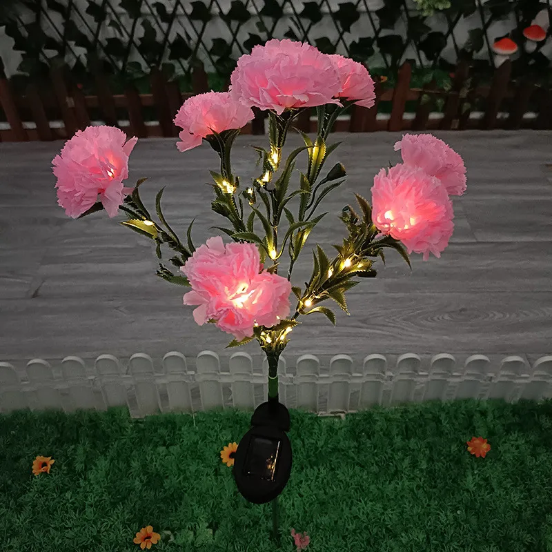 

2025 Solar-Powered LED Carnatio Flower Lights Outdoor Garden Pathway Lawn Stake Lights Spring Decorative Landscape Lighting 1010