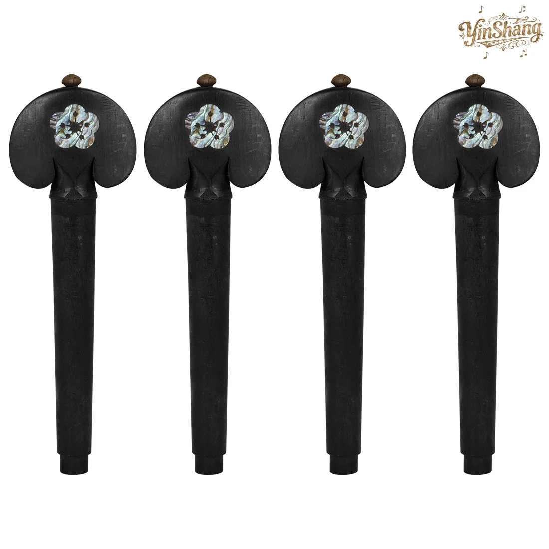 4 قطعة أوتاد سلسلة الأبنوس للتشيلو منحوتة يدويًا أذن البحر قذيفة الكمان ضبط مقبض التشيلو الملحقات #1