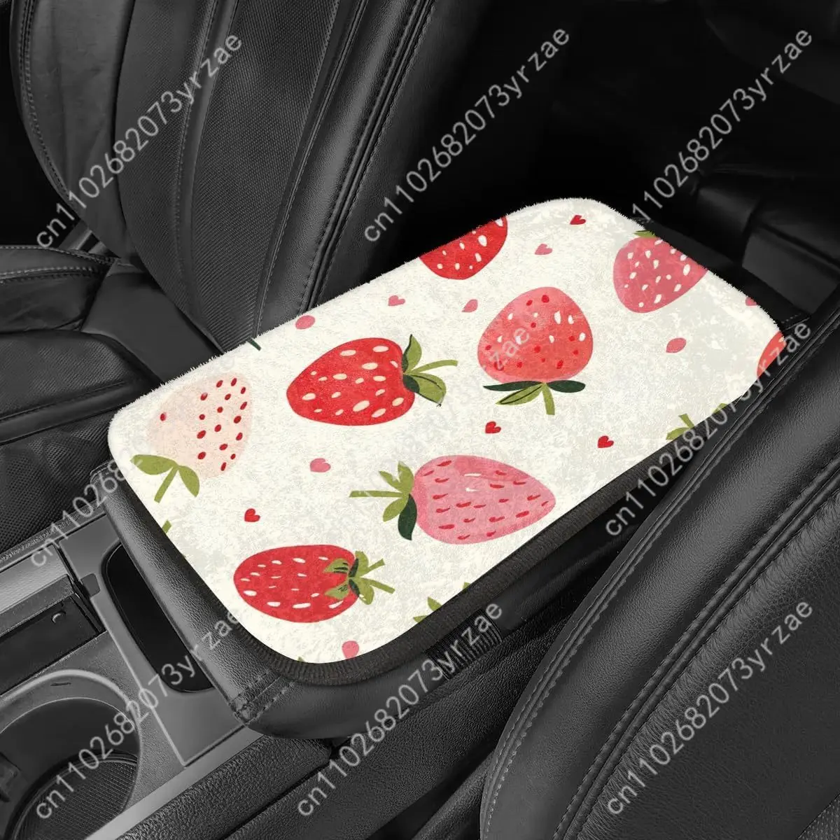 

strawberry Universal Car Armrest Cushion High Quality Non-Slip Car Armrest Cover Elastic Straps Car Interior Accessories