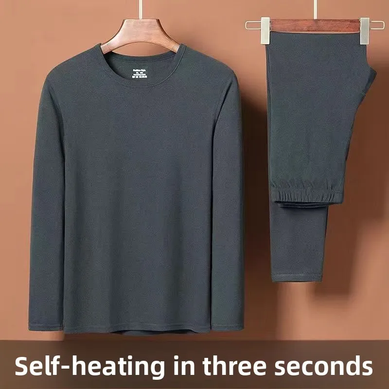 

Men's Thermal Underwear Set Self-Heating Fce Lined Thiened Winter Clothes Long Sve round Ne Knitted Fabric Home Clo...