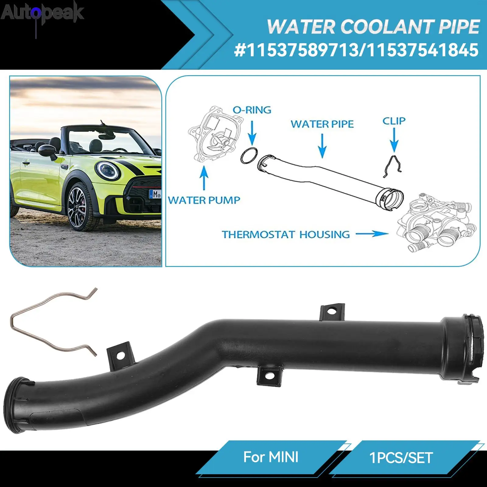 

ENGINE COOLANT WATER HOSE PIPE FITS WATERPUMP TO THERMOSTAT FOR MINI Cooper R55 R56 R57 R58 R59 R60 R61 11537541845 11537589713