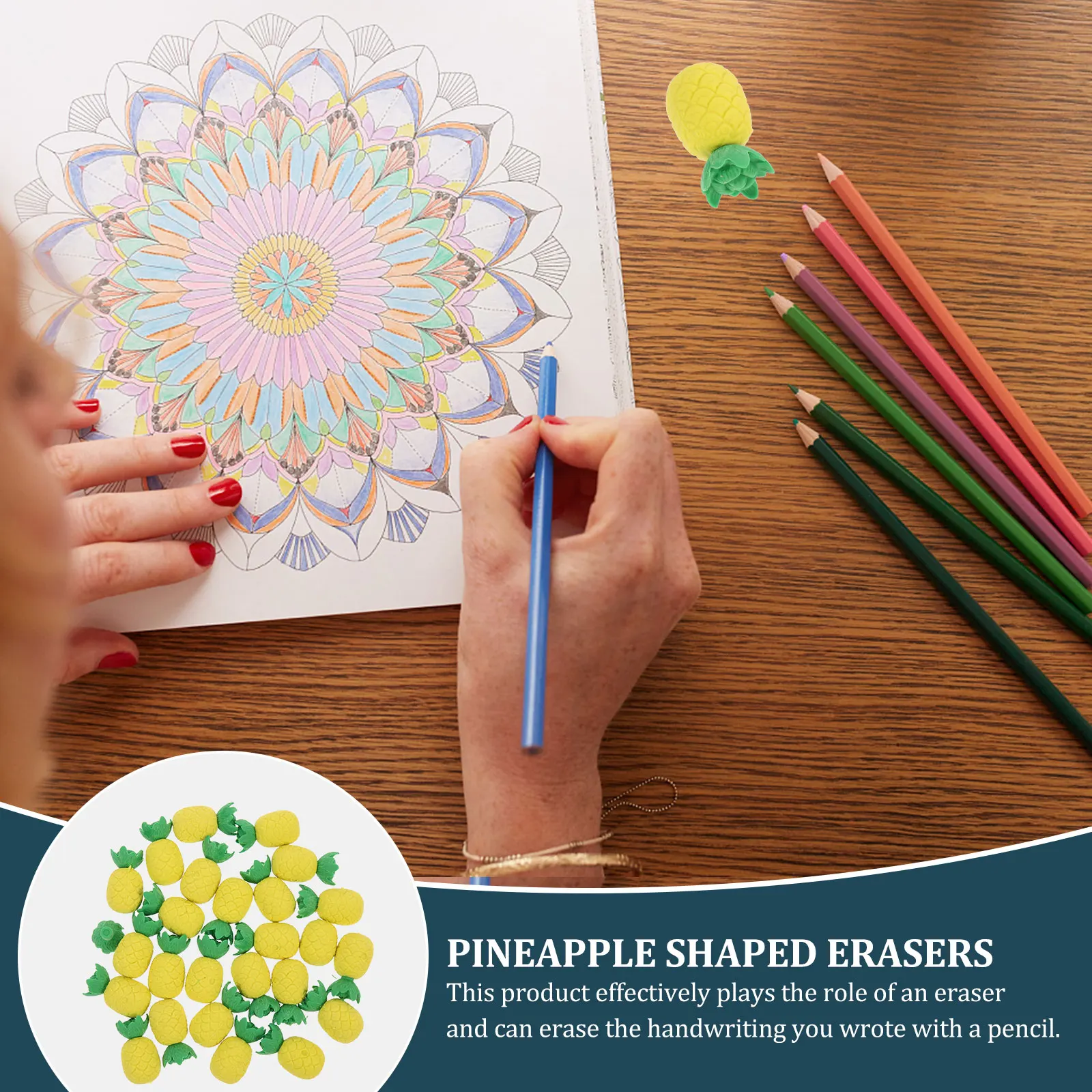 30pcs Bulk Pineapple Eraser For Kids School Students Tpr Fruit Shaped Erasers Classroom Prizes Stationery Supplies Pencil Rubber