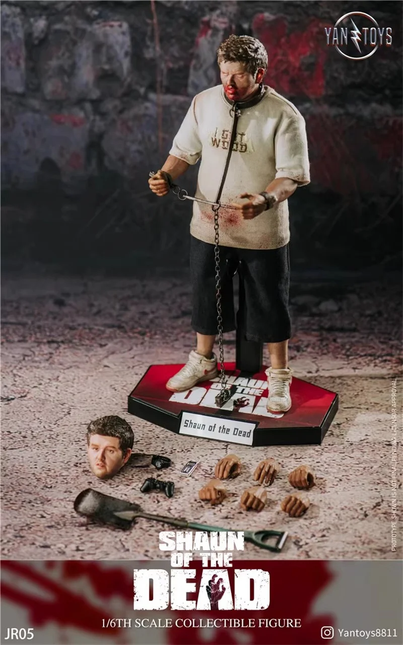 Collectible Yantoys JR05 1/6 Male Solider Shaun of the Dead Nicholas John Frost 12Inch Action Figure Full Set with 2 Head Sculpt