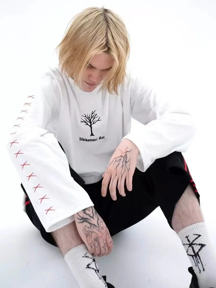 Chemises à manches longues en pur coton, gothique foncé, Punk, bandes dessinées amusantes imprimées pour Couples, sweat-shirt fin pour femmes, haut tendance d'automne