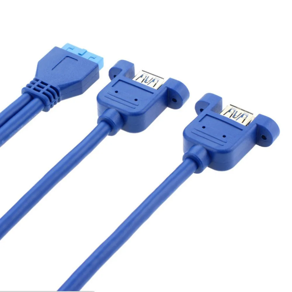 Le câble adaptateur avec oreilles peut réparer les tos 0.3M-8M, câble de données USB 3.0, carte mère 20p vers double USB 3.0 Tains