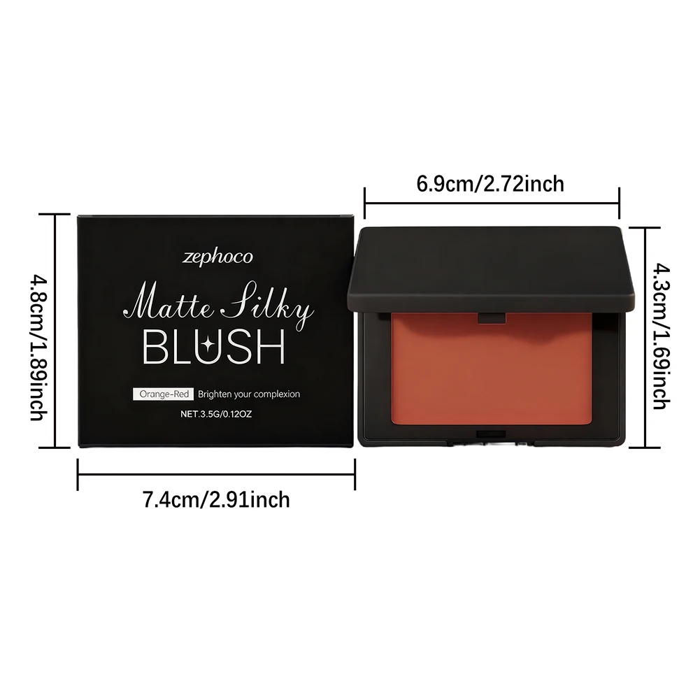 أحمر خدود فتاة للخدود برتقالي-أحمر غير لامع، أحمر خدود بودرة وجه ناعمة عالية الصباغ، أحمر خدود غير لامع قابل للمزج، أدوات مكياج الوجه #6