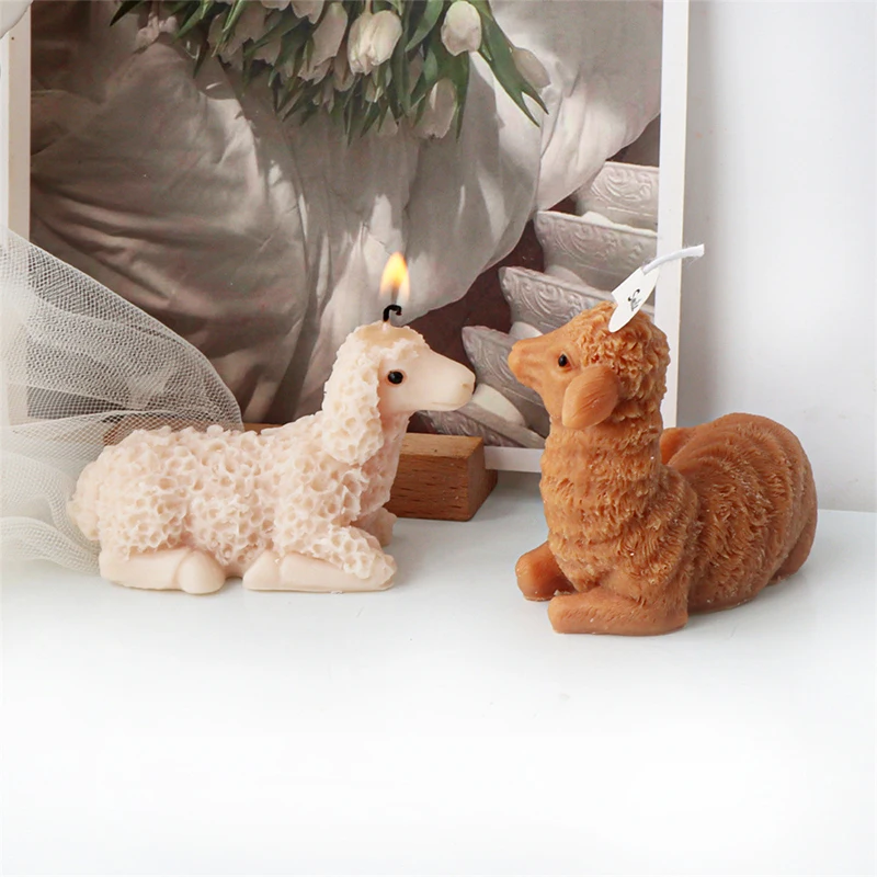 3D Alpaca Aroma Candle Silicone Mold DIY Simulation Cute Animal Plaster Making Supplies Creative Sheep Furniture Decoration