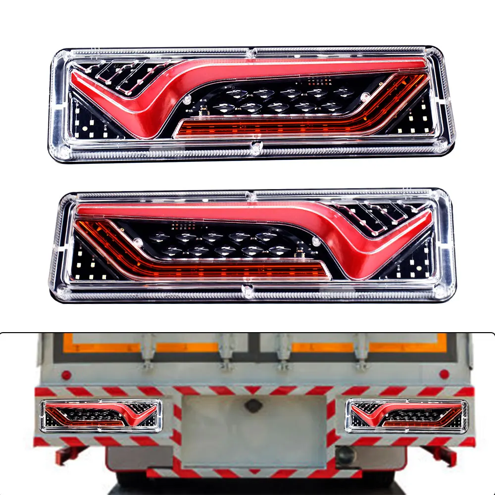 

12V Multifunctional LED Truck Car Tail Rear Lamp w/ Turn Signals Fog Stop Parking Reverse Driving License Plate Lights