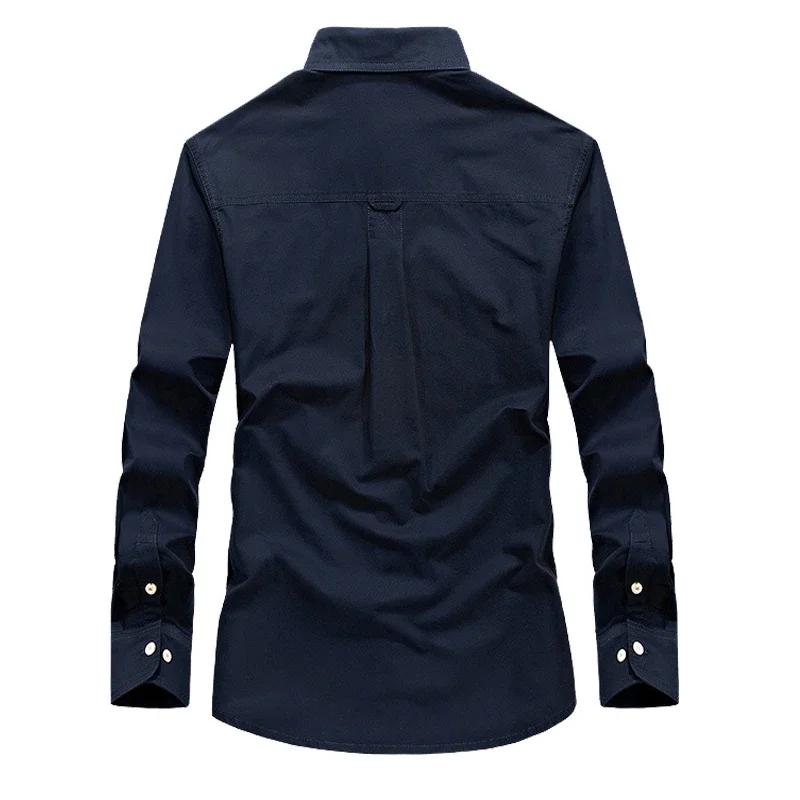 Pure Cotton Casual Shirt Retro Men Tooling Shirt Oversize Loose Long Sleeve Cargo Shirts Men\'s Clothing High Quality Solid