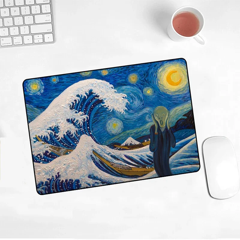 Promotion Van Gogh Gamer Game Pad Rubber Art Speed Painting Mousepad Small Size For 180x220x2mm Gaming Mouse