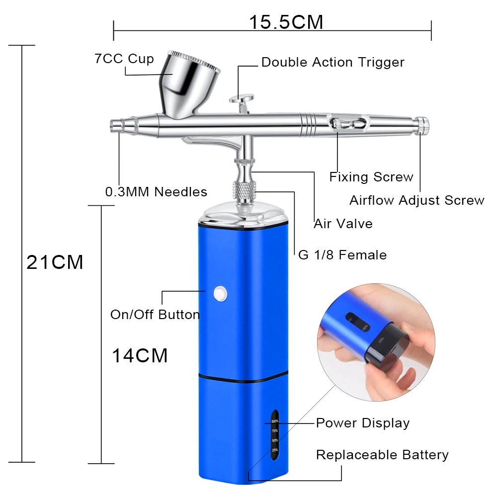 TM90-318 Cordless Airbrush Higher Pressure With Compressor Super Works Auto Start And Stop Quiet Rechargeable Machine