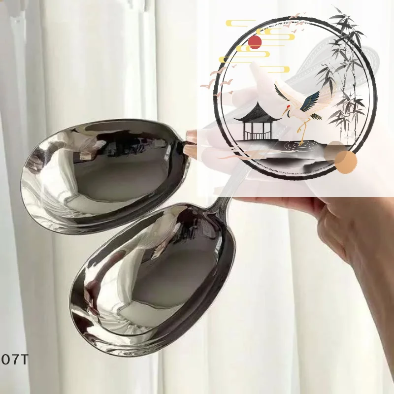

Stainless Steel Large Square Kitchen Spoon Flat-bottomed Rice Soup Ladle For Dessert Ice Cream Serving Spatula Tableware