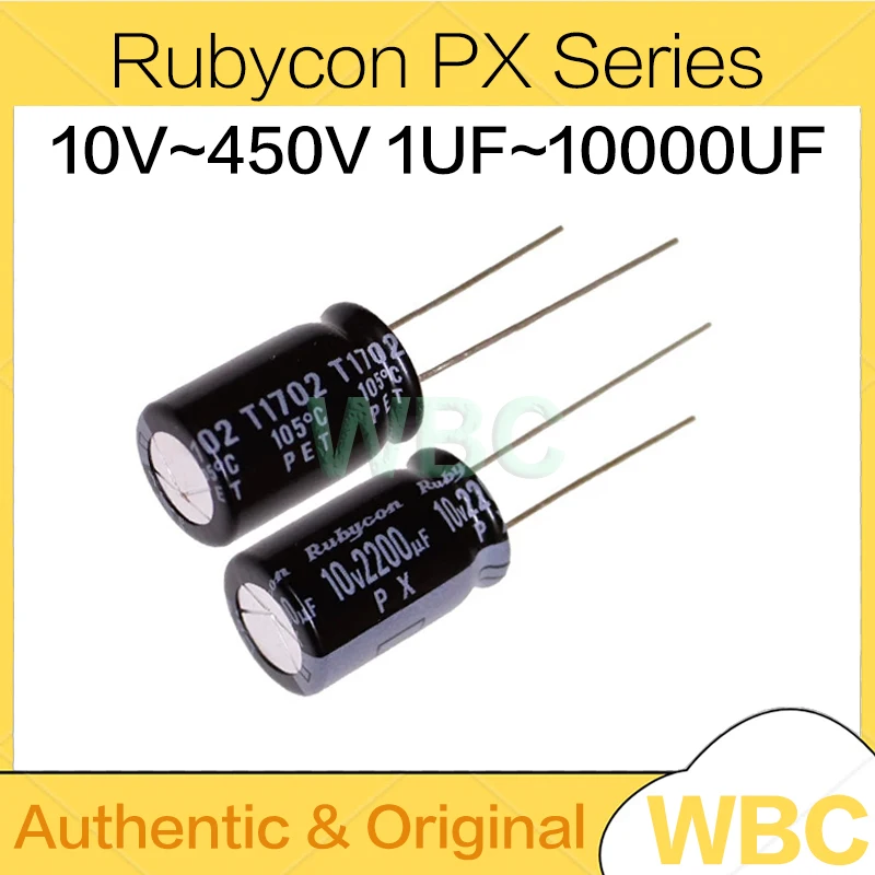 10Pcs/Lot Rubycon PX Electrolytic Capacitor 1UF~10000UF 10V 16V 25V 35V 50V 63V 100V 250V 400V 450V 4.7UF 10UF 33UF 220UF 680UF