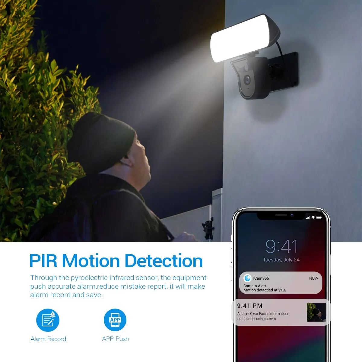 Tuya App Wifi Ip Camera Met 2300Lumen Schijnwerper 2mp 1080P Dubbele Lichtbron Nachtzicht Pir Bewegingsdetectie Beveiligingsmonitor