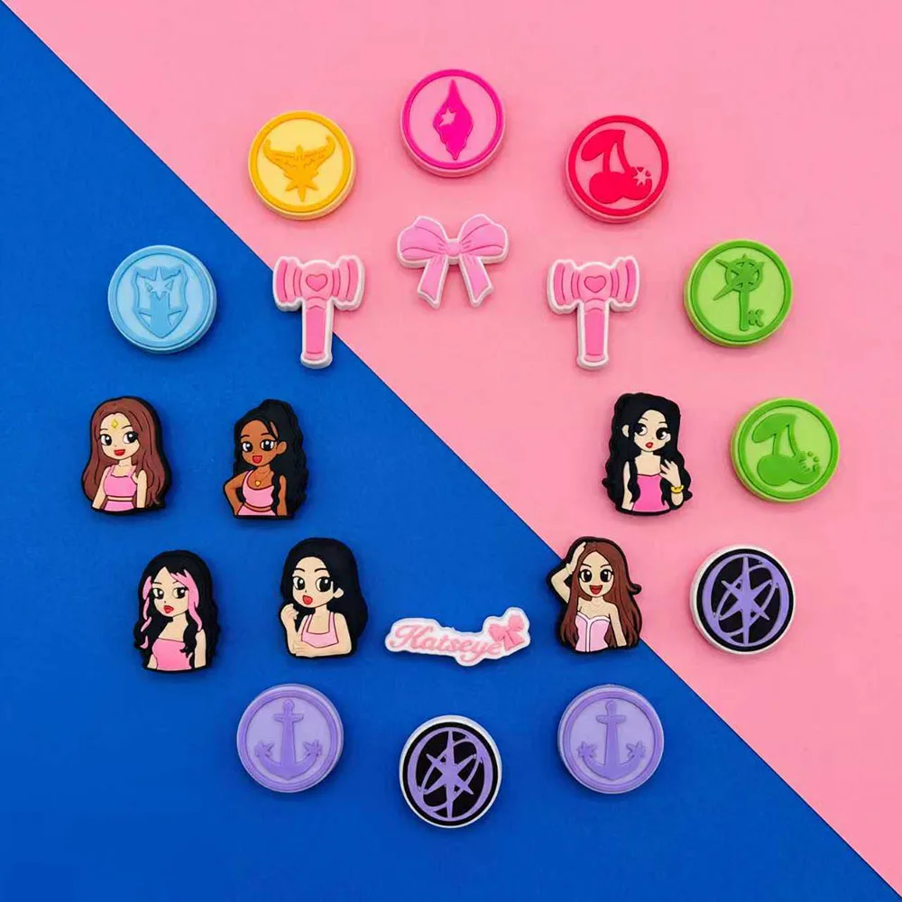 16-100pcs Cartoon Katseye Musical Theme Series PVC Shoe Charms Accessories DIY Detachable Waterproof PVC Shoe Decorations Gifts