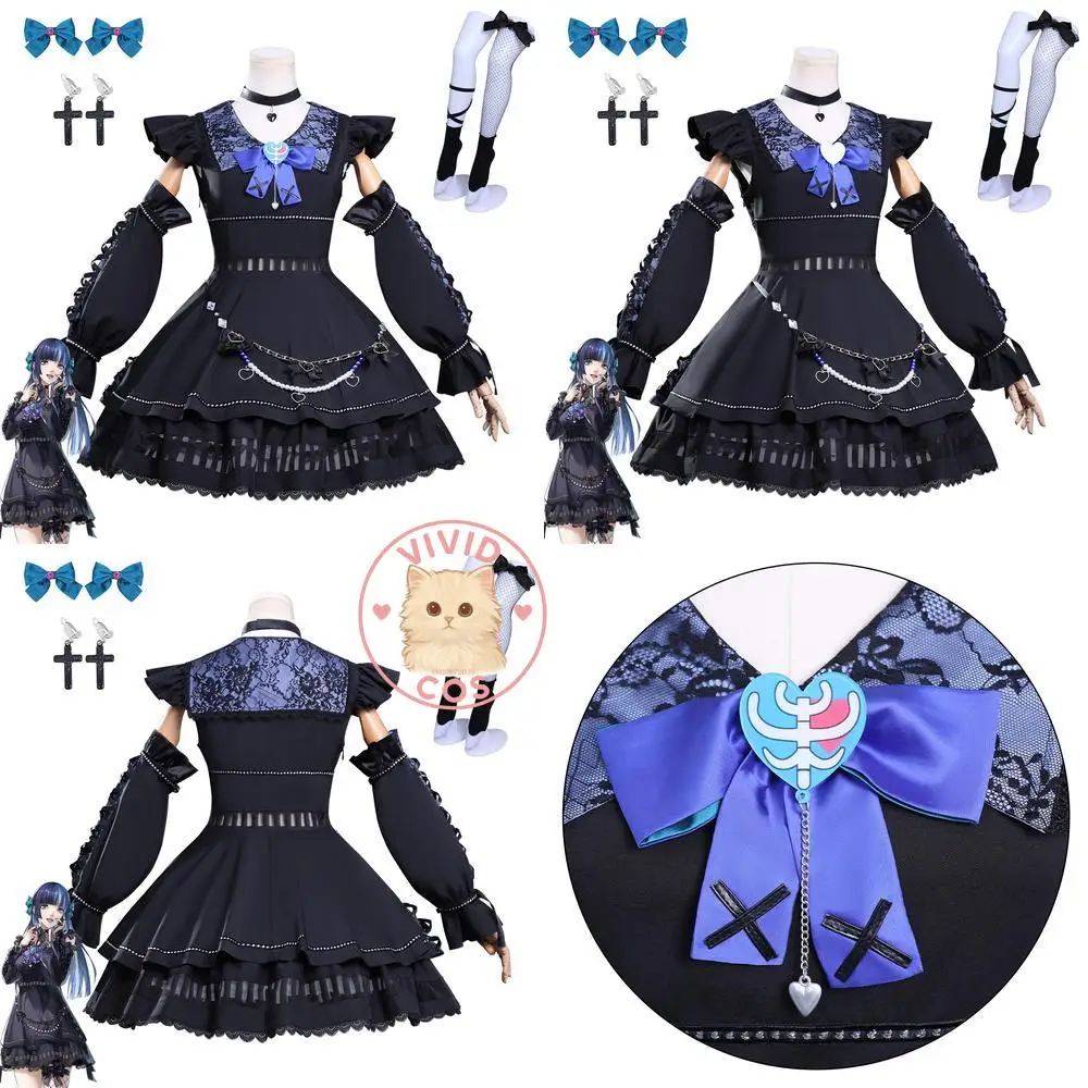 

Popular Game Character Cosplay Costume Anime Kasumi Yoshizawa Cute Black Dress Role Play Outfit for Women Comic Con Halloween
