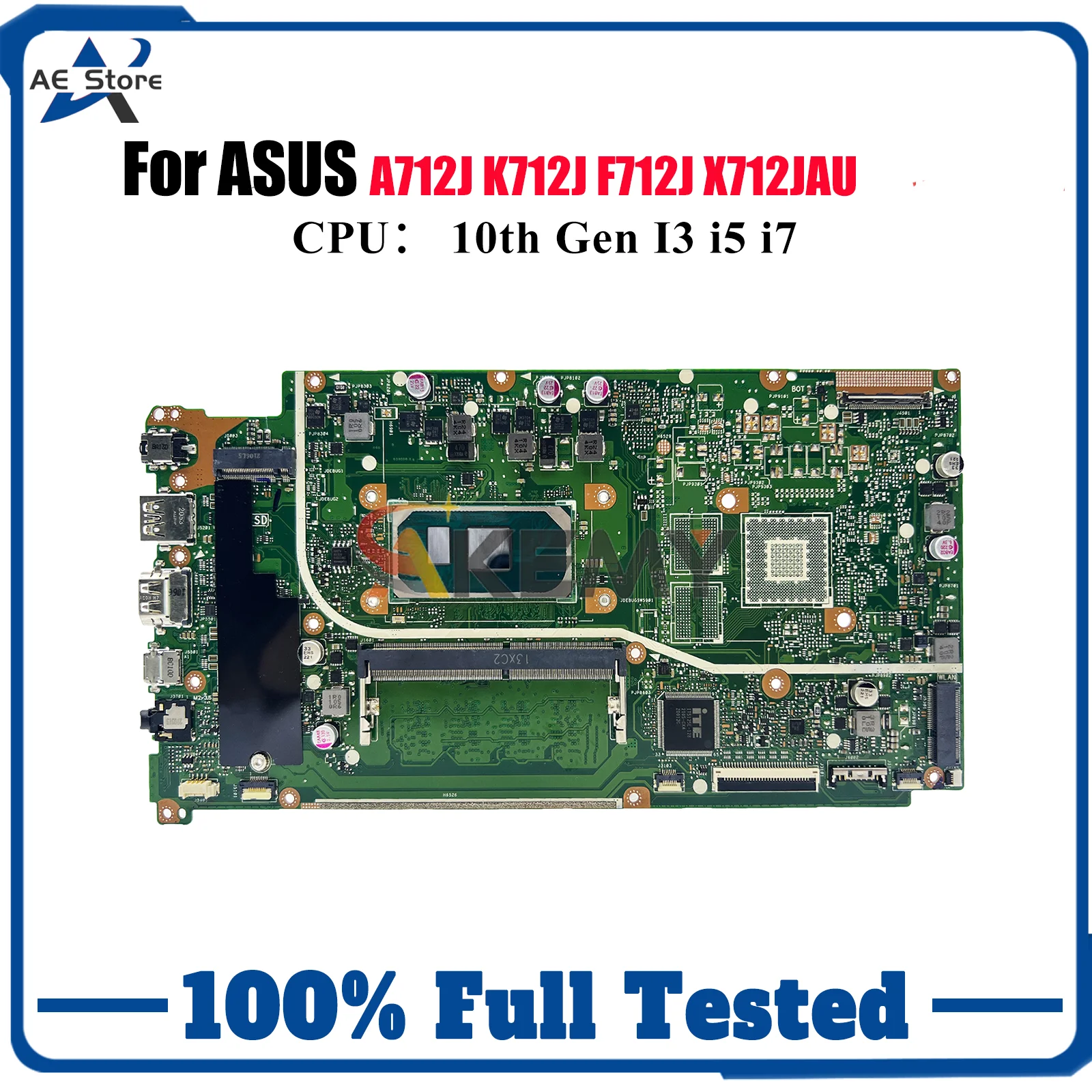 

X712JAU Материнская плата для ноутбука ASUS S712J X712JP X712JAU K712J X712J F712J A712J X712JAW Материнская плата 10-го поколения I3 i5 i7 100% тестирование