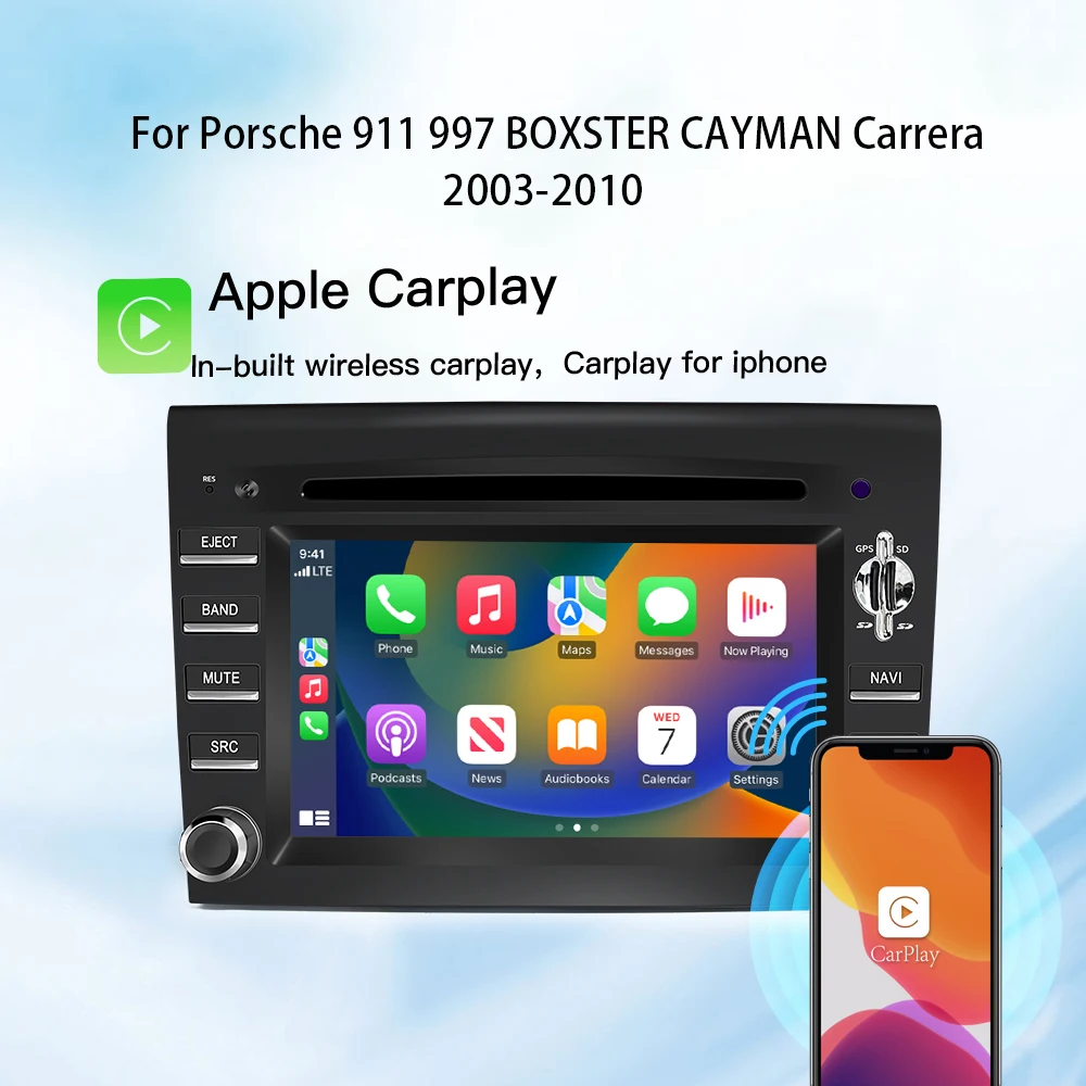 

For Porsche Cayman 911 987 Boxster 997 720p Android Auto car radio stereo multimedia player CarPlay GPS navigation DVD Bluetooth