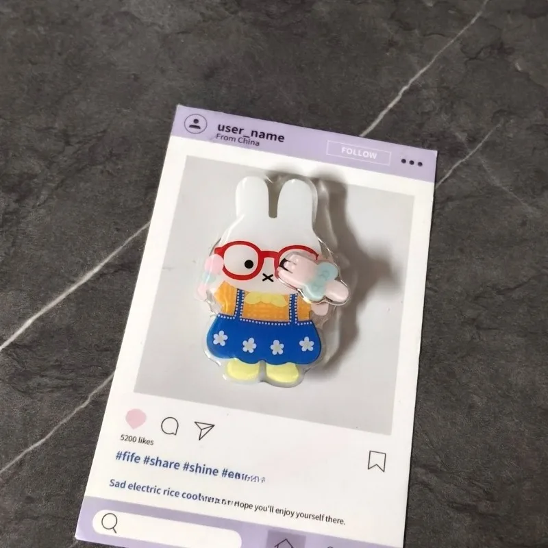 Soporte magnético para teléfono Kawaii Miffy NewCute con soporte giratorio para Airbag de descompresión, pegatina trasera creativa a prueba de golpes para niñas