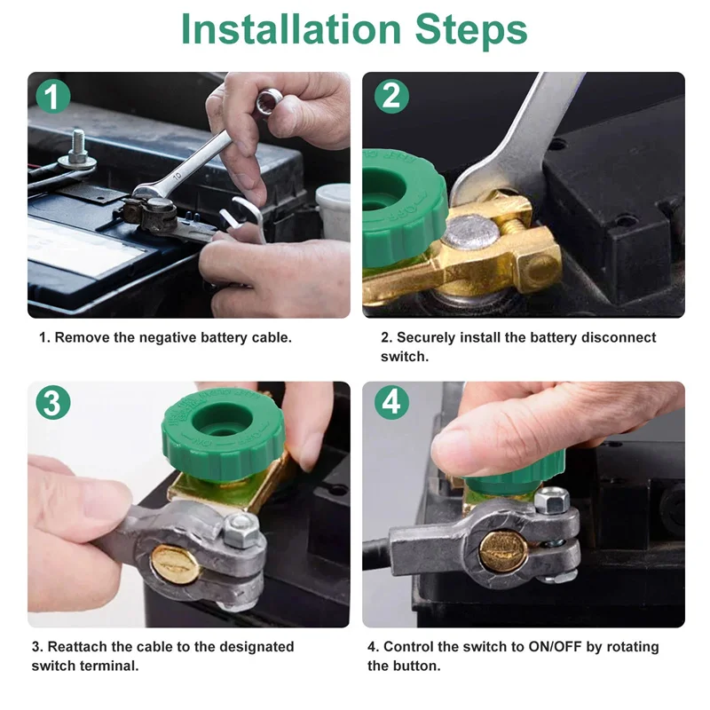 

4Pcs Zinc Alloy Battery Terminal Link Switch Quick Cut-off Disconnect Isolator Switch Car Power-off Switch For All 6V/12