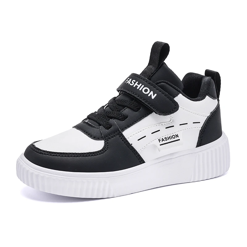 Youth Leather Mid-Top Skate Sneakers | Lace-Up Casual Board Shoes for School, Non-Slip Classic Sporty Walkers for Boys Girls