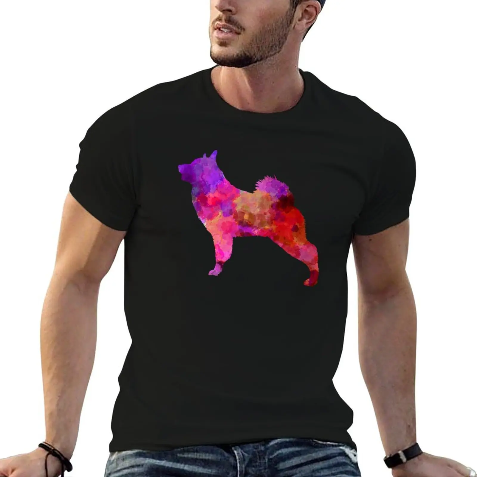 

Norwegian Elkhound in watercolor T-Shirt t shirts for man pack white man graphic t shirt T-Shirt
