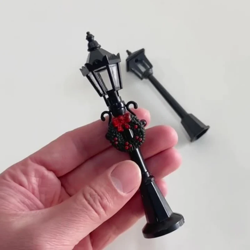 1개 인형집 미니 가로등 모델 시뮬레이션 크리스마스 화환 가로등 미니어처 풍경 소형 가로등 장식 어린이 장난감