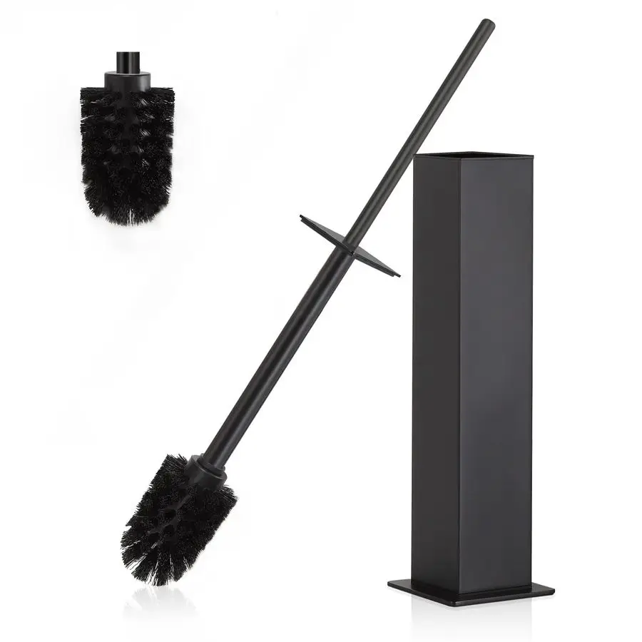

Toilet Brush and Holder Set Black Stainless Steel 304 Square Freestanding Toilet Brush for Bathroom