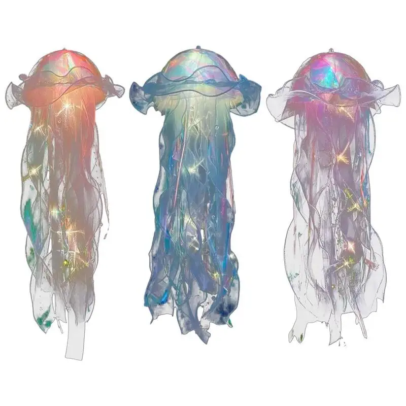 Colorful Jellyfish Night Light Mermaid 7 Colors Glow Ceiling Lamp Birthday Under The Sea Party Glowing Atmosphere Decorations