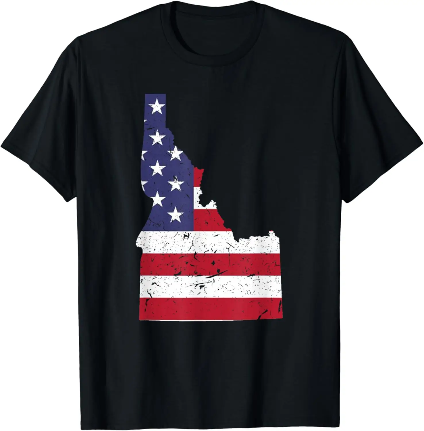 Idaho Map State American Flag 4th Of July Pride Tee T-Shirt