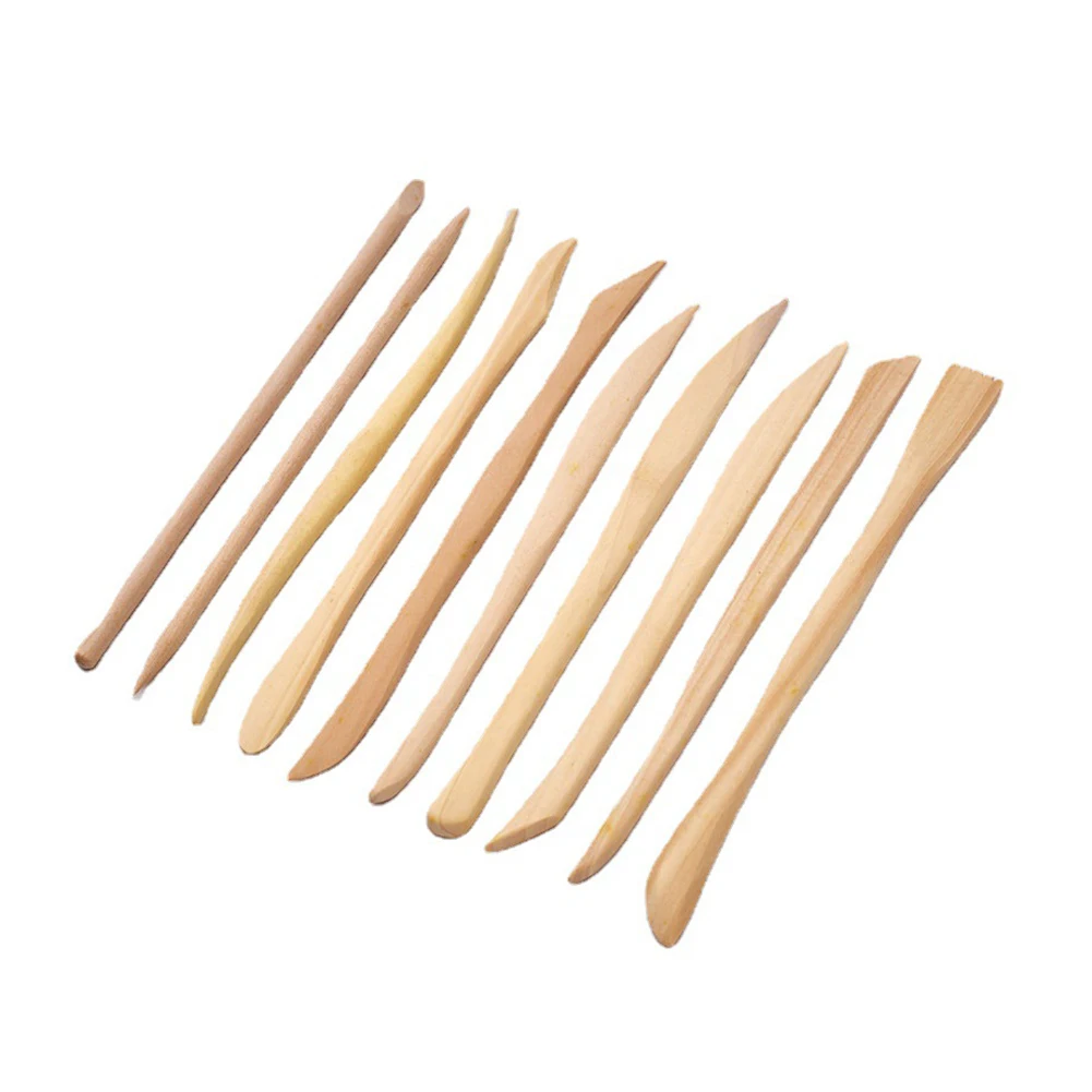 10Pcs 1Set Carving Crafts Wooden Clay Sculpture K-nife Pottery Sharpen Modeling Little Figurines Pottery Tools