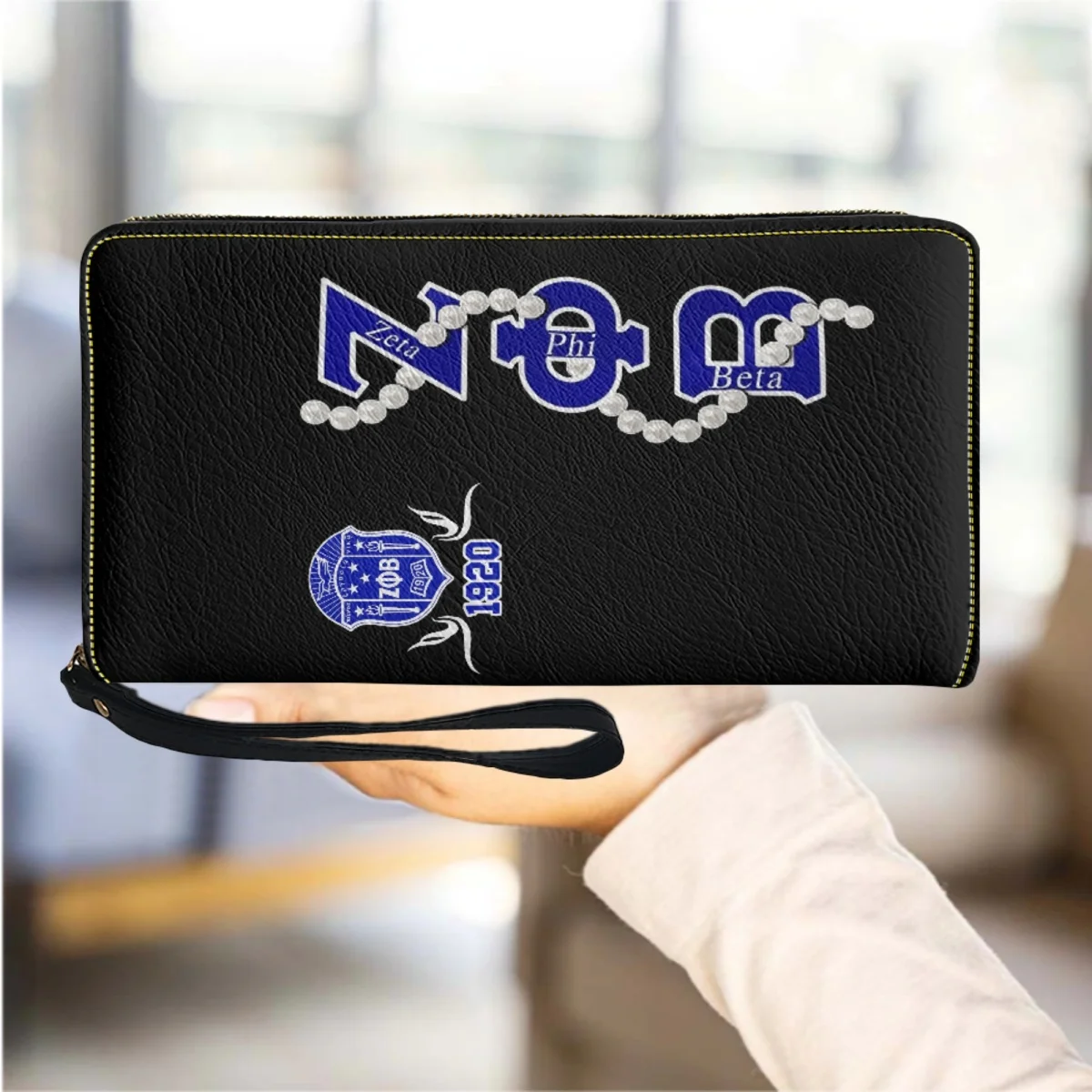 Portafoglio in pelle Sorority Christmas Zeta Phi Beta Pearl Purse Designers portafogli lunghi da donna Custom Fashion Travel borse Organizer