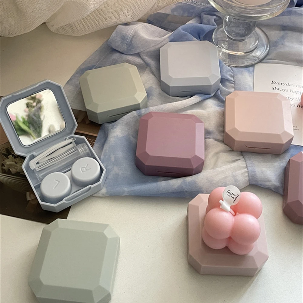 Portable Contact Lens Box Solid Color Small And Lightweight Solid Color Glasses Case Clothing Accessories Contact Lens Case
