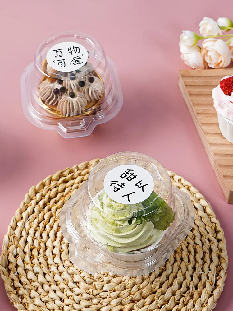 透明プラスチック製ケーキカップホルダー、ペストリームース包装箱、ハーフカップ単品パックボックス、ベーキング調理キッチンツール