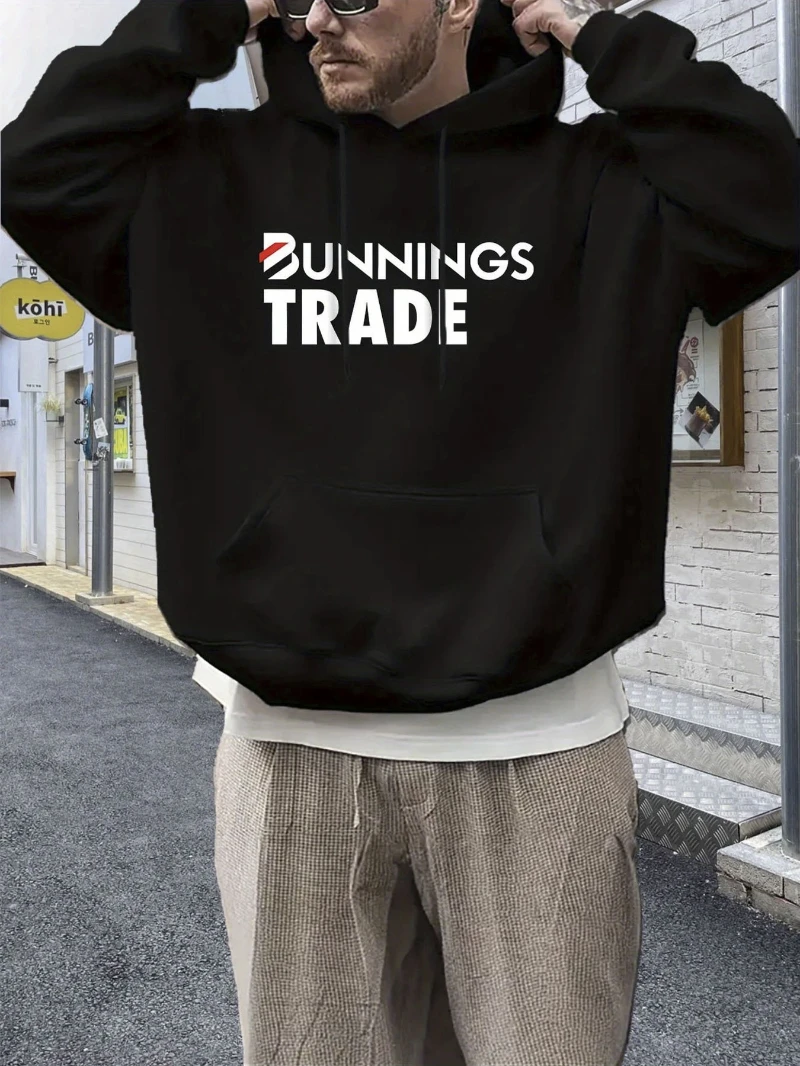 

Мужская повседневная толстовка с капюшоном на осень и зиму 2025 года _bunnings Trade_ Черная свободная посадка с принтом Высококачественная роскошь для мужчин и женщин Топ