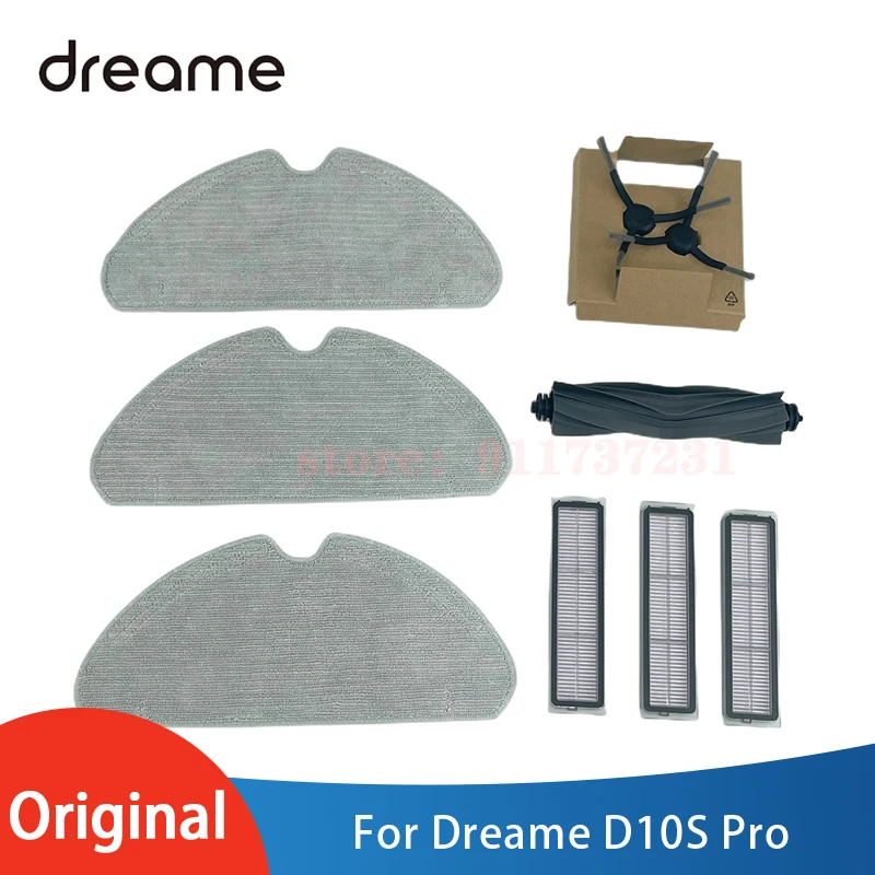 Original Dreame D10S Pro vacuum cleaner accessories, mop, filter, rubber brush, side brush set spare parts