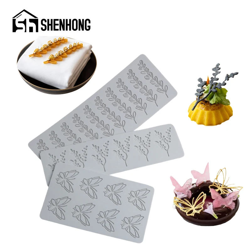SHENHONG Schmetterling und Blätter Design Silikon Kuchen Formen Silikon Pad Zucker Handwerk Spitze Matte Schokolade Dessert Dekorieren Werkzeuge