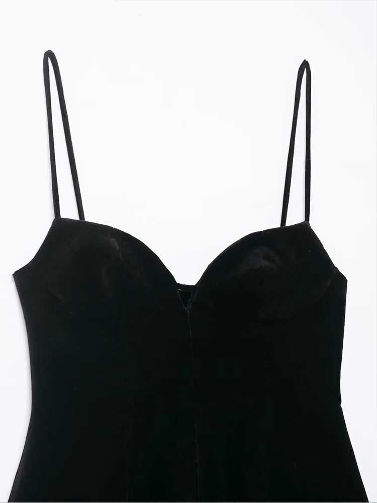 فستان نسائي جديد على الطراز الأوروبي متعدد الاستخدامات وأنيق بلون سادة مع حاشية رقيقة وأشرطة رفيعة. #4