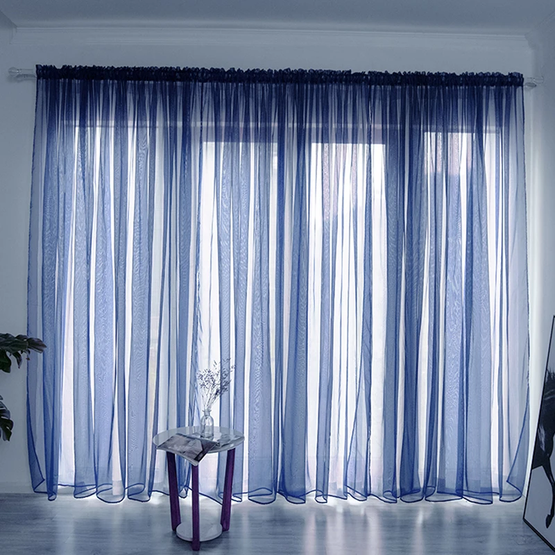 Rainbow Colorful Solid White Tulle Sheer Window Curtains For Living Room Bedroom Tulle Voile Organza Curtains Fabric Drapes