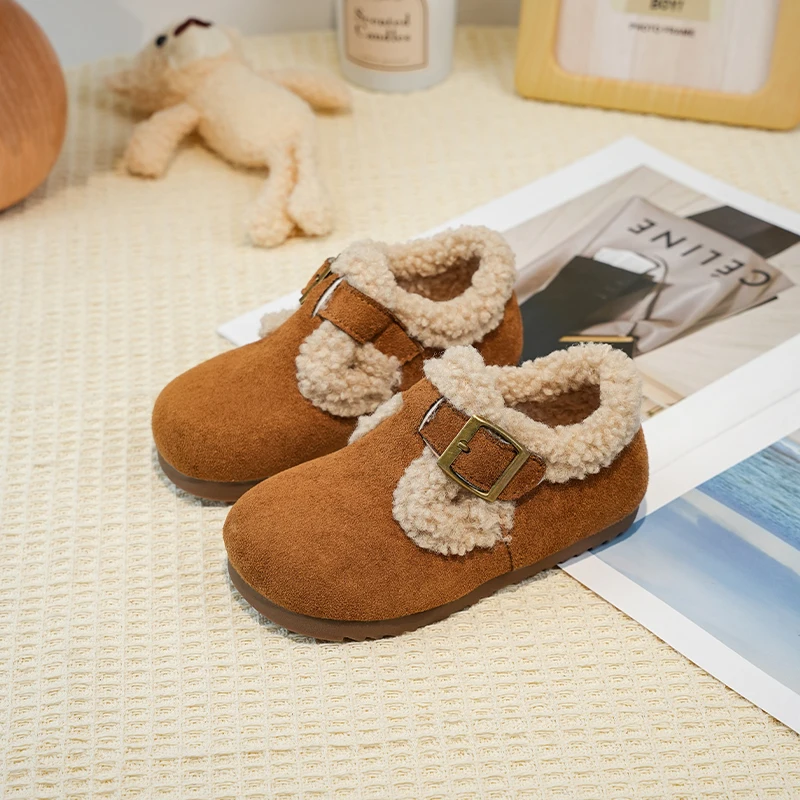 

2025Children's Cotton Shoes 2-9 Years Old Yellow Padded Thickened Boys Girls Bir Casual Shoes Khaki Soft Non-slip Kids ken Shoes