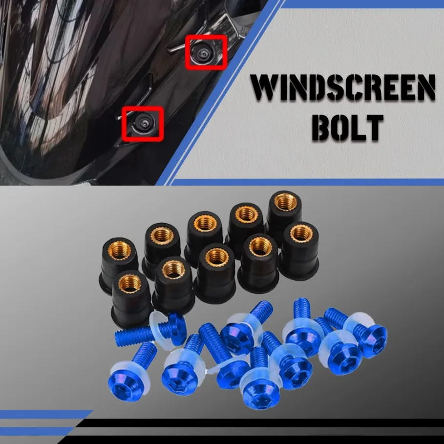 10PCS Fairing Wind Screen Screw Bolt Kit Windshield Mounting Nut bolt For YAMAHA YZF R15 R25 R125 R1 600R R1M R1S YZF600R YZF