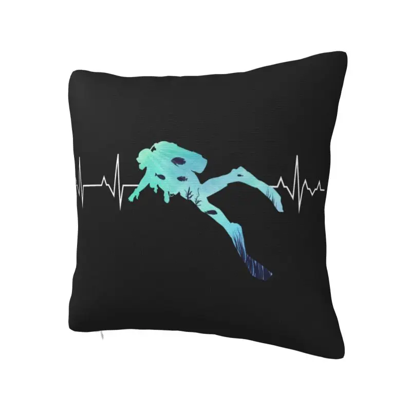 Modern Scuba Diving Heartbeat Cushion Cover Polyester Dive Diver Pillow Case for Living Room