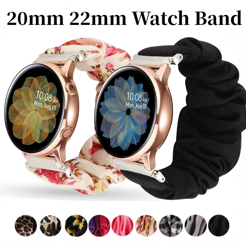 

20mm 22mm Nylon Watch Strap For Samsung watch 6/5/4/3/Active 2/Huawei watch 3/GT4-2 Women Hairband Elastic Wristband Amazfit Bip