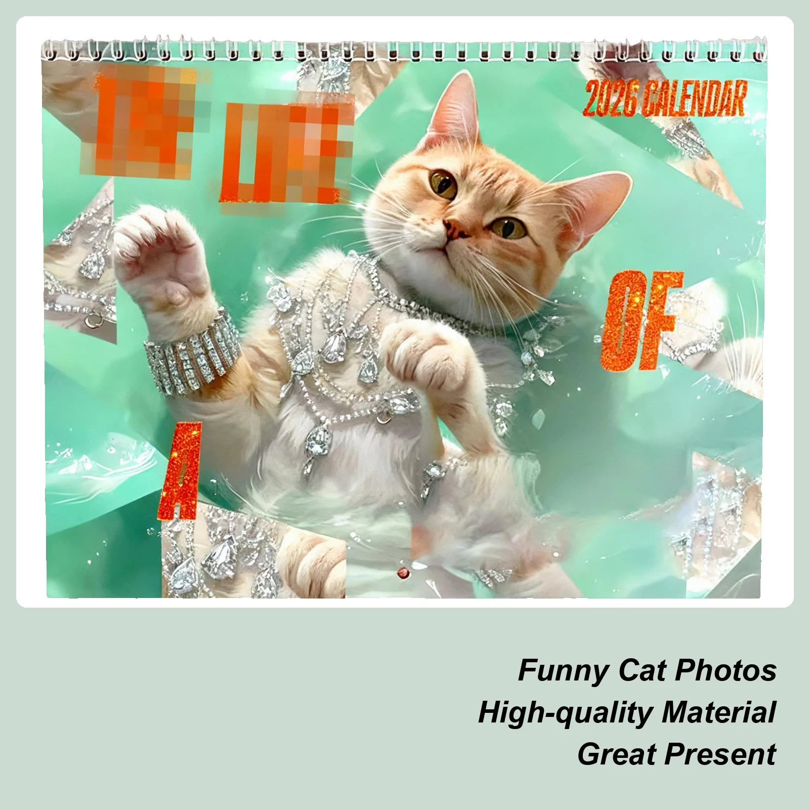 

Настенный календарь с изображением кота на 2026 января декабрь 2026 года, ежемесячный календарь с забавным котом для дома, гостиной, кабинета, офиса, школы