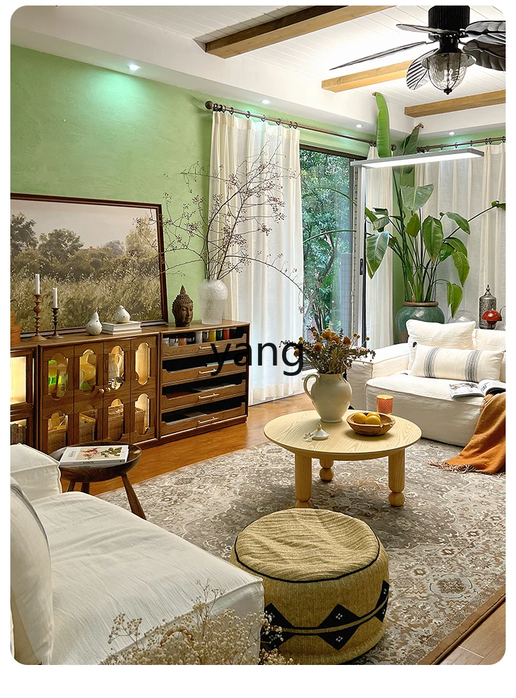 CX retro floor TV cabinet bookcase integrated free combination home living room