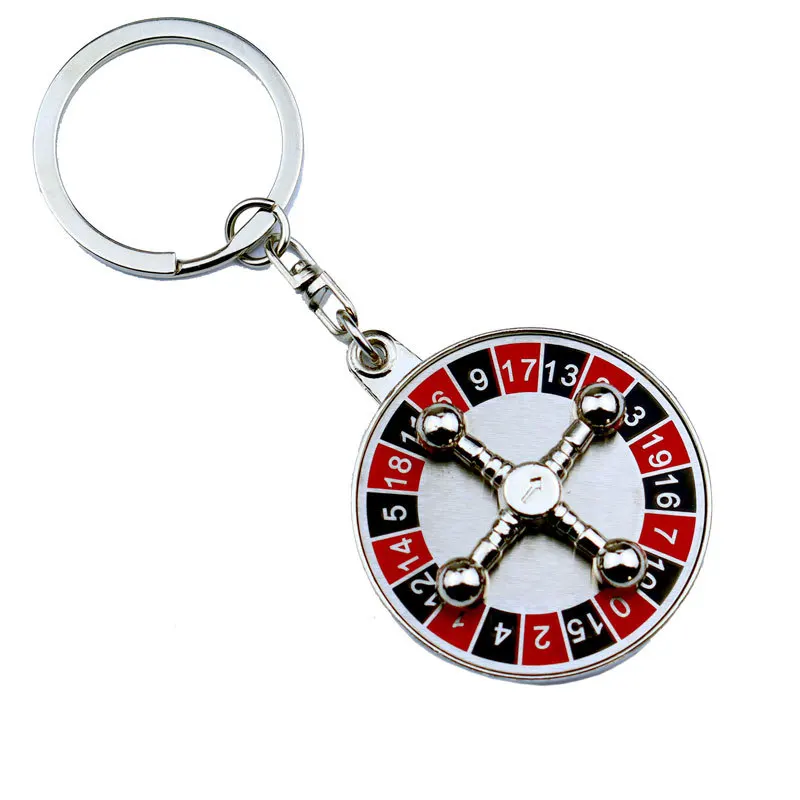 Zinc Alloy Russian Turntable keychain Creative Rotating Three-Dimensional Round Bag Car key Pendant Fashion Exquisite Gift