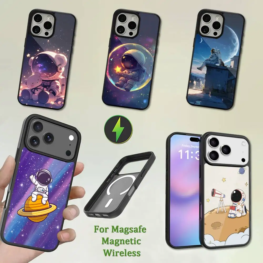 

Cute Cartoon Astronaut Phone Case For iPhone 13,12,11,16,15,17,14,Pro,Max,Plus,Mini,Magsafe,Magnetic Wireless Charging